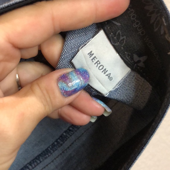 Merona Comfort No Gap Waistband Bootcut Women size 18r blue Denim Jeans pressed - Picture 7 of 8